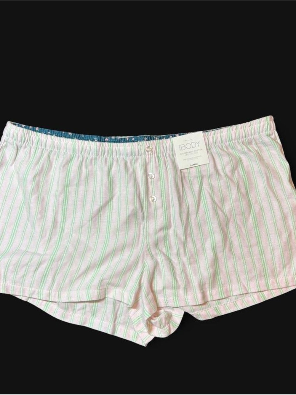 Cotton On Women's Pink & Green Stripe Cotton Sleep Shorts